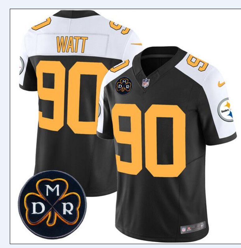 Men Pittsburgh Steelers 90 Watt Black Thanksgiving three generations 2024 Nike Vapor Limited NFL Jersey style 2